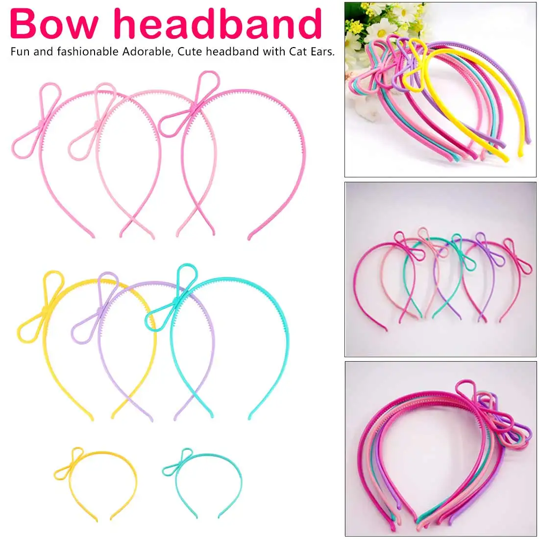 Plastic Animal Cat ears Tiara Princess With hair Headbands Crown Band Butterfly Bow Hoop Accessories Cute Girl Head Bands