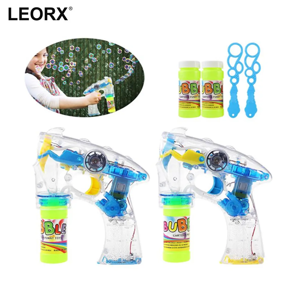Bubble Gun Flashing LED Light Up Bubbles Blaster Blower Outdoor Fun