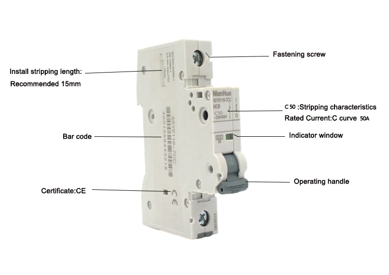 ManHua 2 P DC воздуха автоматический C50 Напряжение реле Disjunctor миниатюрный выключатель