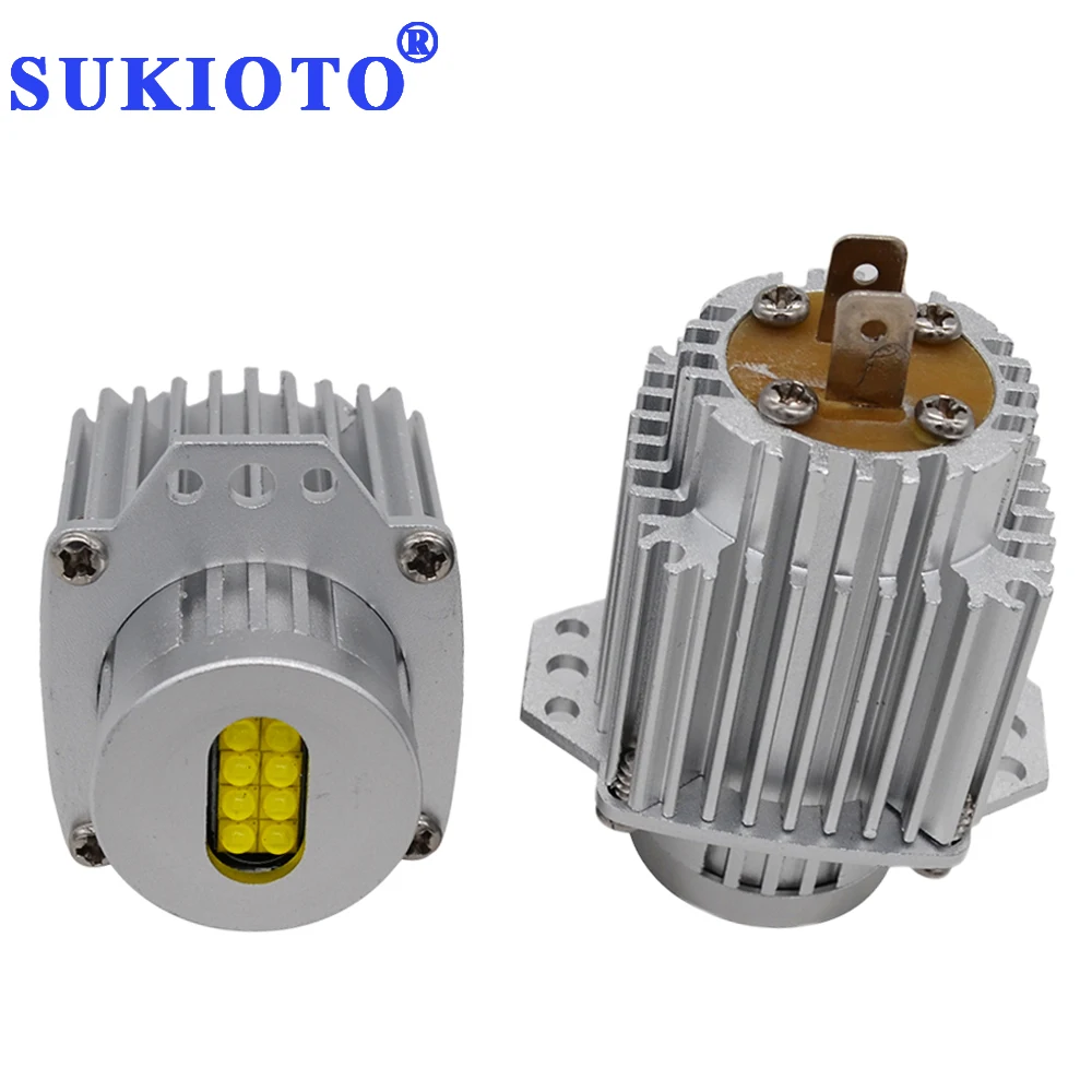 SUKIOTO 1 Pair 80W Angel Eyes E90 led marker E91 LED DRL white 6500K marker E90 led angel halo rings emblem 325 328 335 06-08 (11)