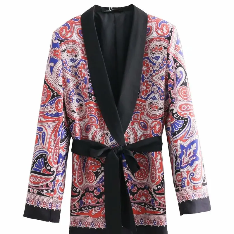 

New arrival BB65-9079 European and American fashion with belt printing leisure suit jacket