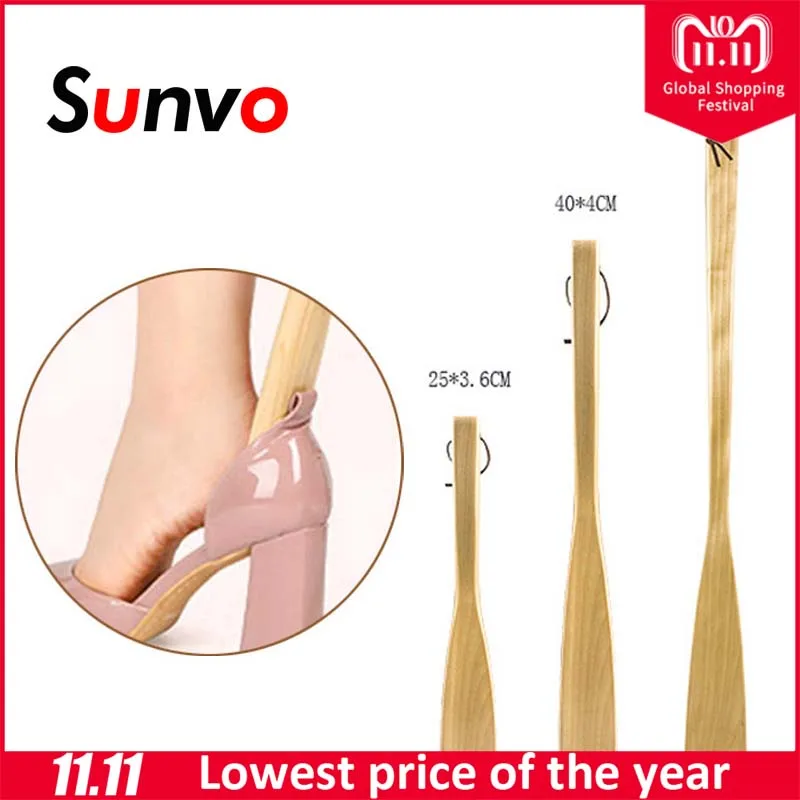 

Sunvo Durable Wooden Shoe Horn Dutch Wood Long Handle Shoehorn Lifter with Hanging Rope for Shoes Remover Tools 25cm 40cm 53cm