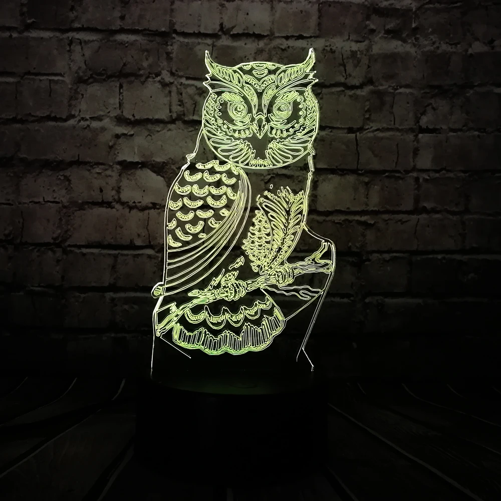 Новинка 3D лампа в виде животных ночник Сова USB светодиодное освещение мультицвет