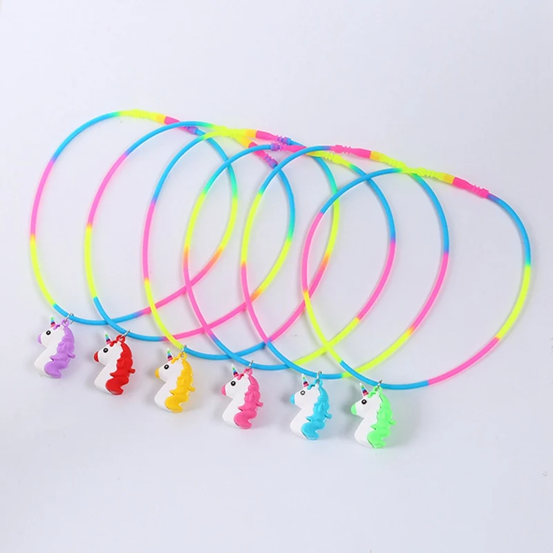 

Rainbow Unicorn Pendant Necklaces Rubber Toys Birthday Party Children Girls Best Friend Friendshipe Chain Jewelry Accessories