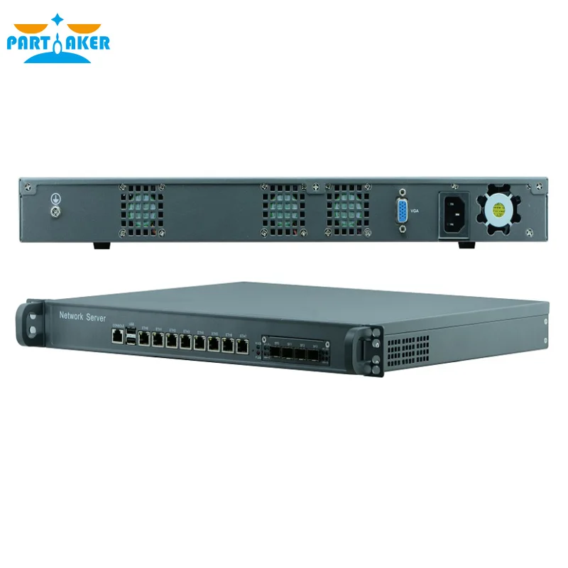 1U network Firewall Router System with 8 ports Gigabit lan 4 SPF Intel i3 4160 3.6Ghz Mikrotik PFSense ROS Wayos 4G RAM 128G SSD