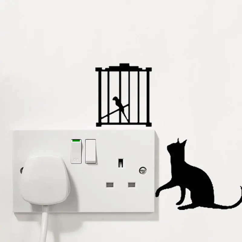 Наклейки на стену в виде забавного кота|Наклейки автомобиль| |