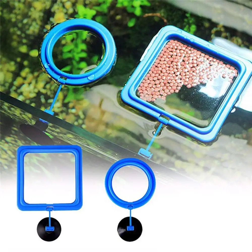 

Aquarium Fish Tank Fish Feeding Ring Square and Round Shape Floating Station Food Suction Cup Fish Safe Food Feeder