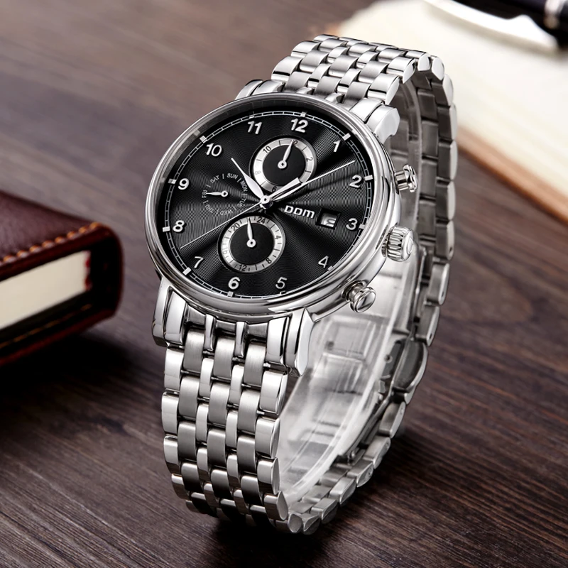 

DOM Sport Running Mechanical Watch Men Sapphire Automatic 50m Waterproof Wristwatch Chronograph Watch Men Relogios Masculino