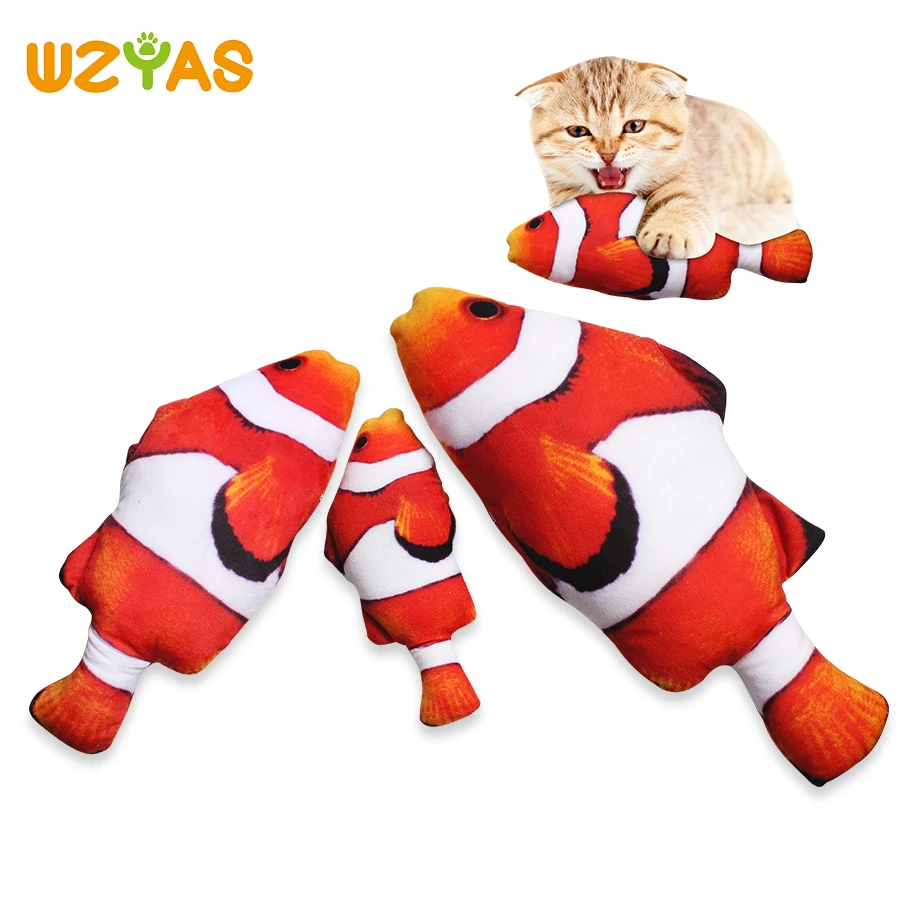 20/30/40CM With Zipper Cat Fish Toy 3D Simulation Crown Fish Cat Toy Catnip Fish Toy Cat Scratch Resistance Kitten Catmint 1Pcs