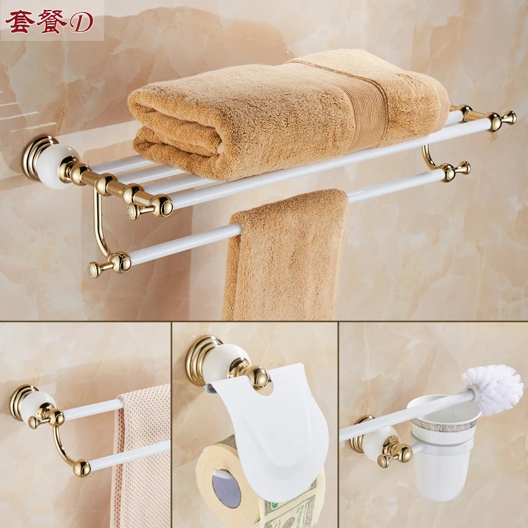 

Antique Copper Bath Hardware Hanger Set Package Whrite Jade Base Towel Rack Bar Paper Holder Brush Bathroom Accessories Sj80