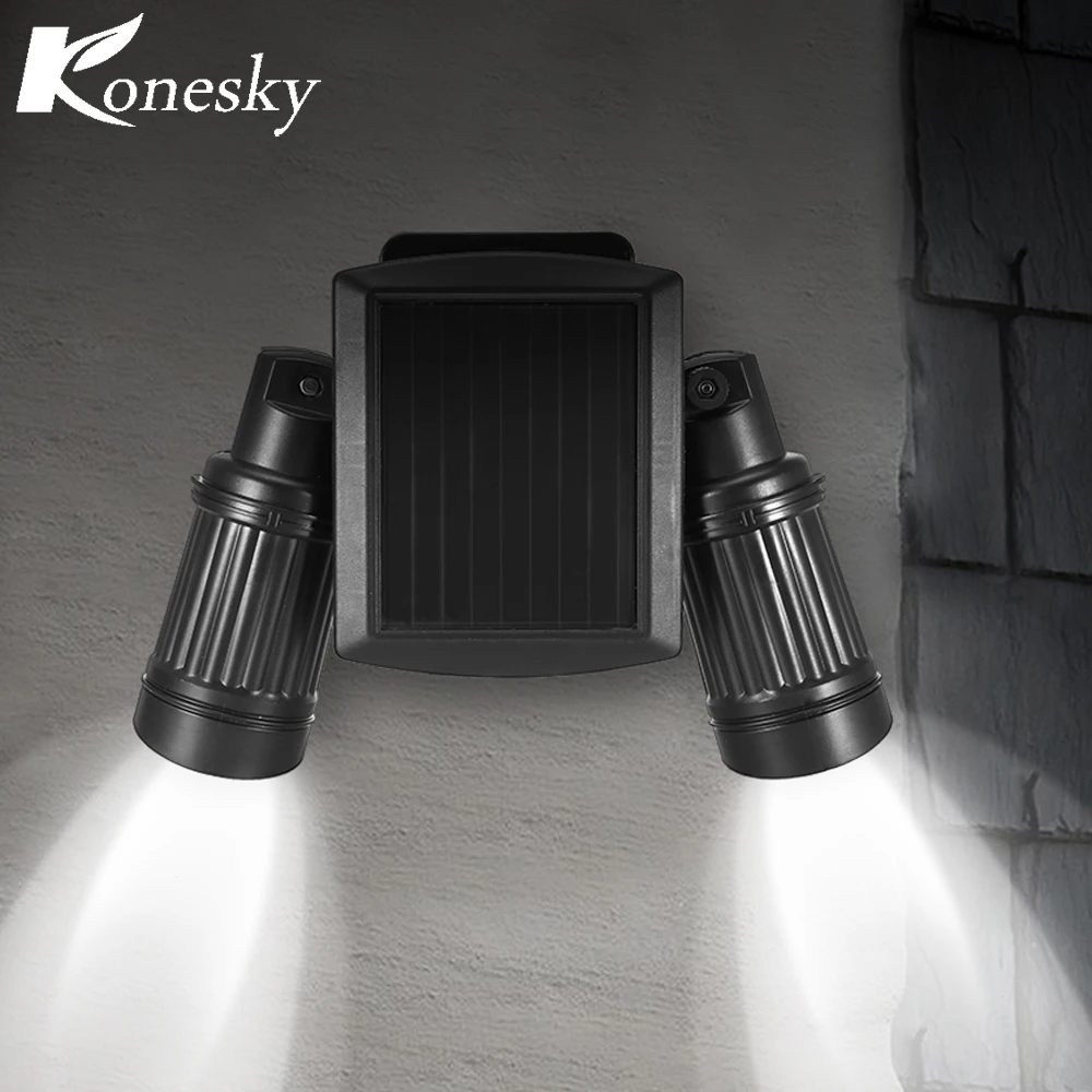 Konesky LED Spotlight Solar Powered PIR Motion Sensor Double Light Waterproof IP44 for Garden Yard Cellar | Освещение