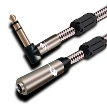 Audio Cable Stereo Male Angle 6 35mm to 6 35mm Female Extension Cable 1 4 Jack TRS Audio Cable OFC Monitor Headphone Shielded