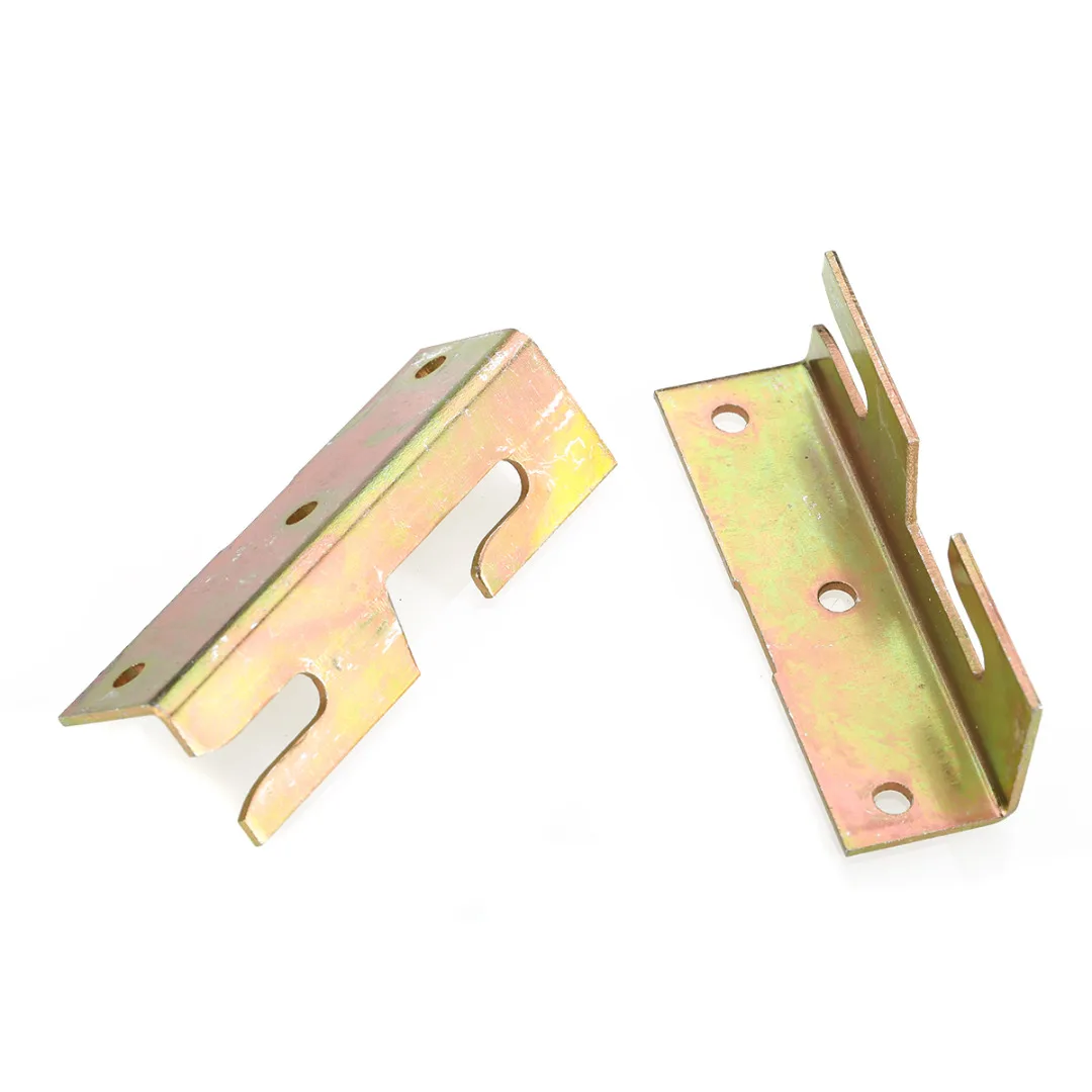 4 Set Brass Tone Furniture Bracket Wood Bed Rail Bracket Fitting Snap Connectors For Hardware Thickening Reinforcement Tool