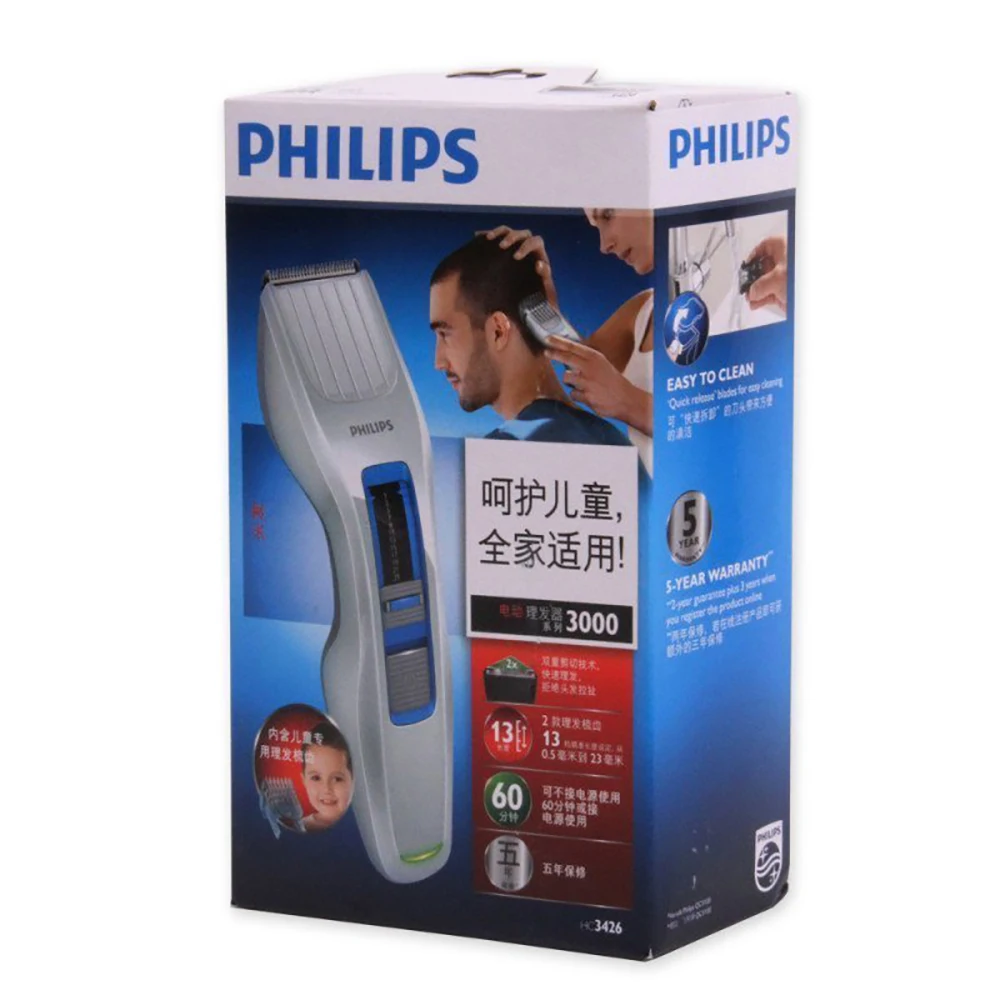 Электробритва PHILIPS HC3426/15 аккумуляторная для взрослых и детей Беспроводная с DualCut Отрегулируйте мужчин t Длина для мужчин и детей