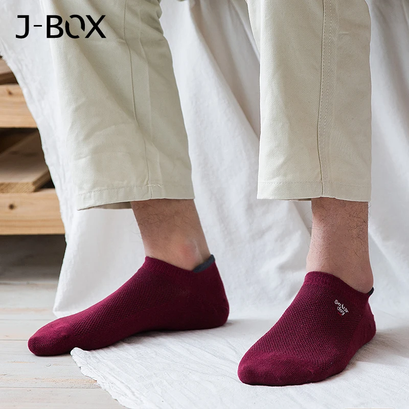

J-BOX 3 Pairs/lot Men Ankle Socks Stretchy Shaping Teenagers Short Sock Non-slip Durable Male Socks Hosiery Suit for All Season