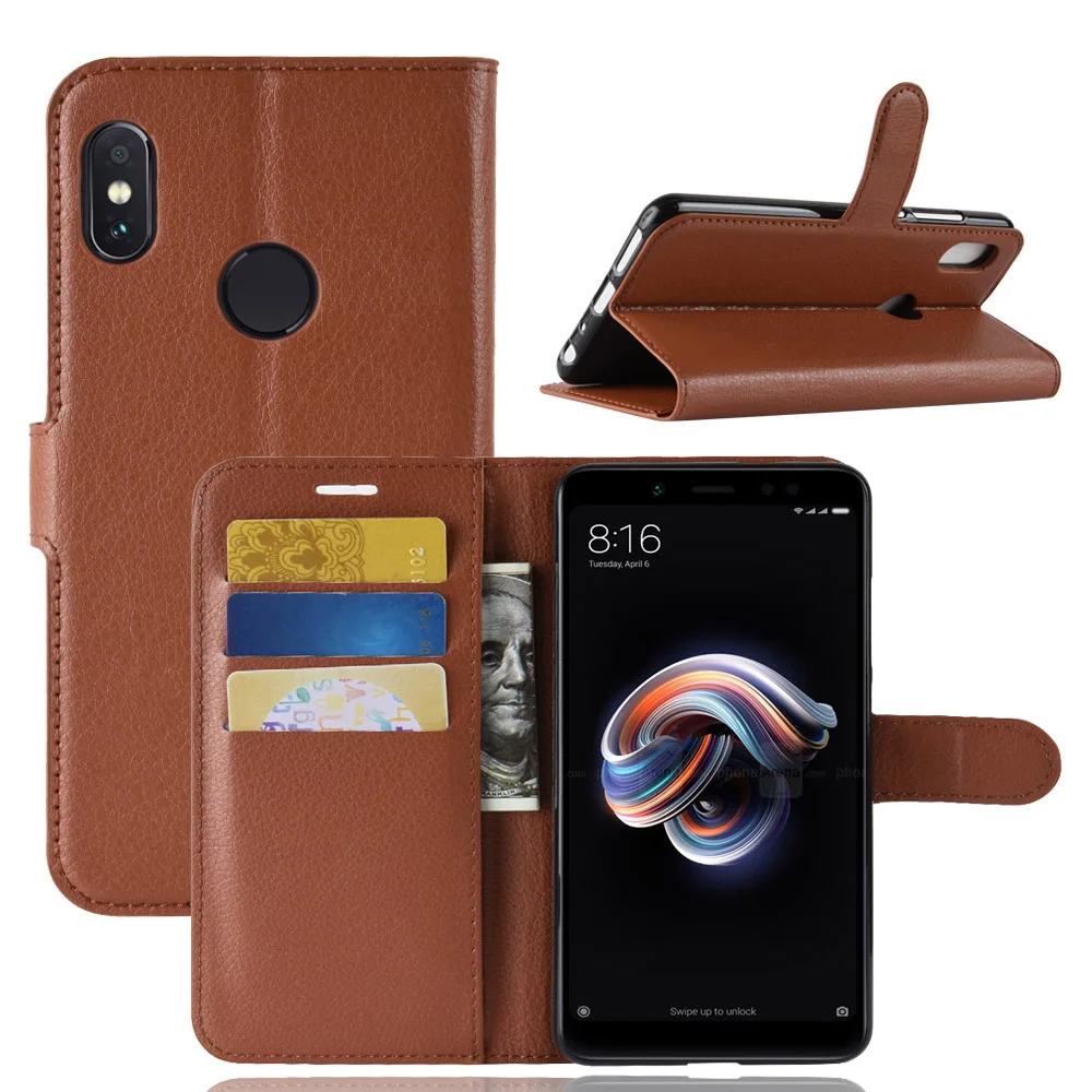 

Redmi Note 5 Pro Case Litchi stria PU Leather Mobile Case Wallet Flip Stand For Global Version Xiaomi Redmi Note 5 4GB 64GB Case
