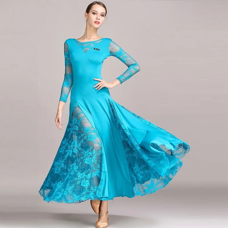 Женское кружевное платье для бальных танцев 4 цвета|ballroom dance competition dresses|dress