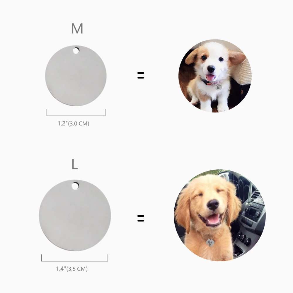 Персонализированные узор Малый Собака ID тегов 6211001 пользовательских металла Нержавеющая сталь круглый выгравированы теги для больших собак