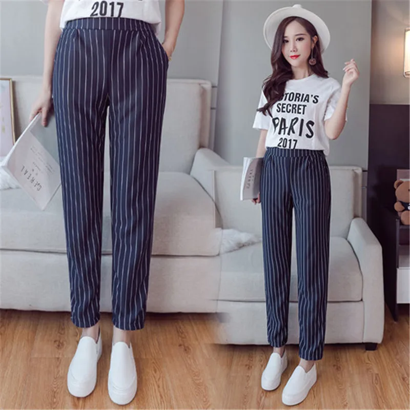 vertical striped trousers