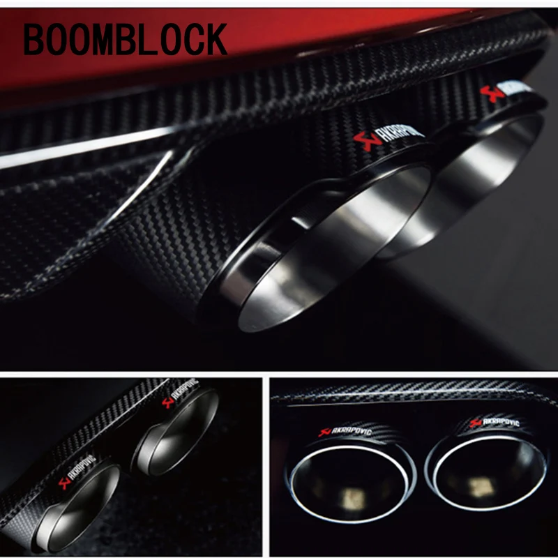 

2pcs Carbon Fiber Akrapovic Car Exhaust Tips Cover For Audi A4 B8 B9 A3 8V A1 Q3 A6 C6 C7 Q5 2017 2018 Car-Styling Accessories