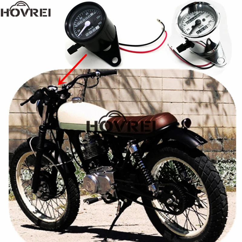 

12V Universal Motorcycle Dual Odometer Speedometer Gauge Speed Meter Night Light Backlight 140km/h 2 colors