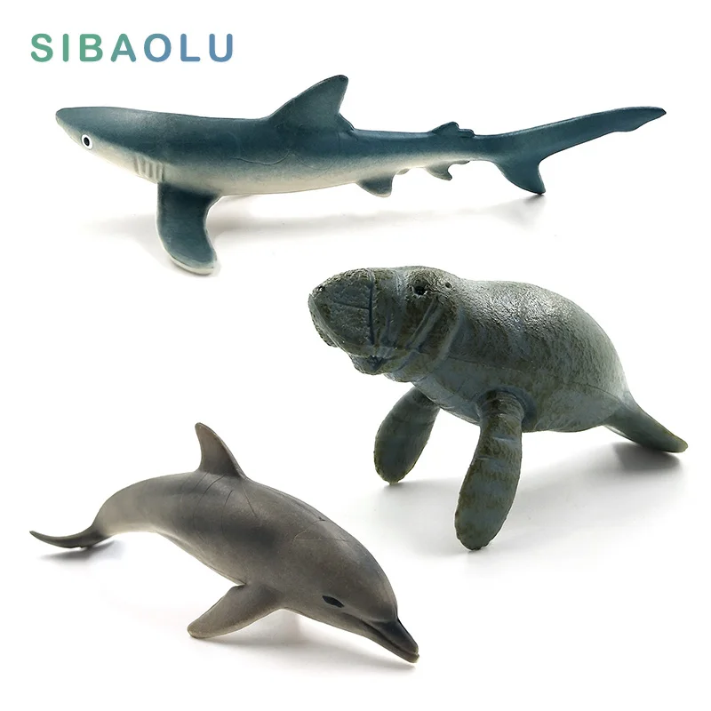 

Simulation Small Blue Shark miniature Ornaments figure Animal Model Manatee Dolphin Figurine home decoration accessories decor