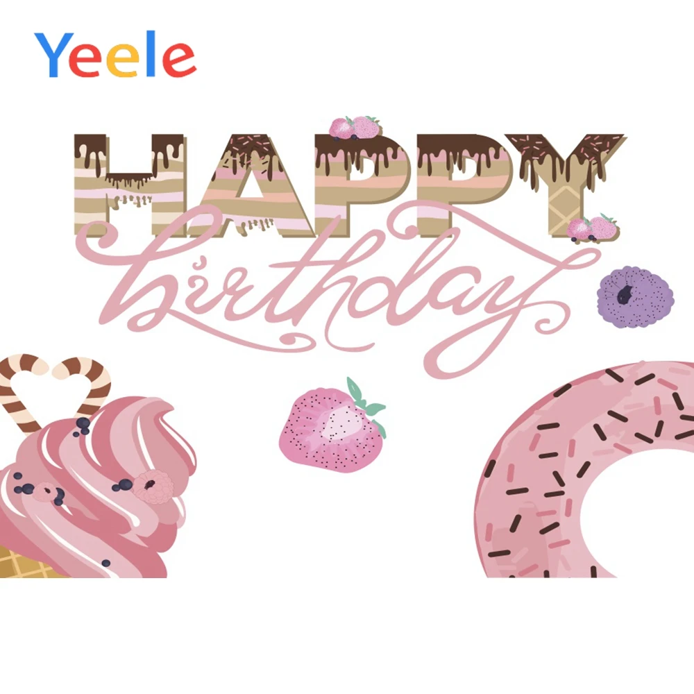 

Yeele Happy Birthday Sweet Ice Cream Donut Strawberry Scene Baby Photography Backgrounds Photographic Backdrops For Photo Studio
