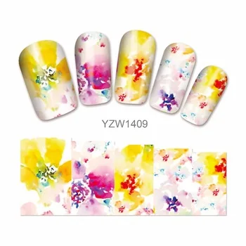 WUF 1 Sheet Blooming Flower Nail Art Water Decals Transfer Sticker Nails Tools For Nails 1409