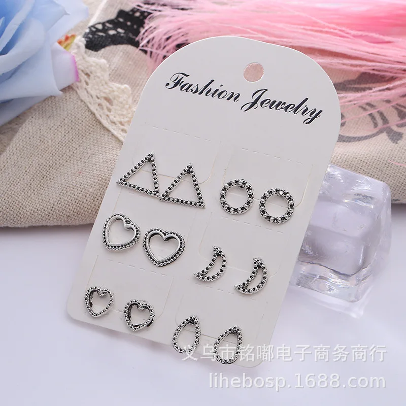 

2019 New Arrival Hot Style Restoring Ancient Ways Alloy Circular Love Triangle Plating Stud Earrings Manufacturers Selling