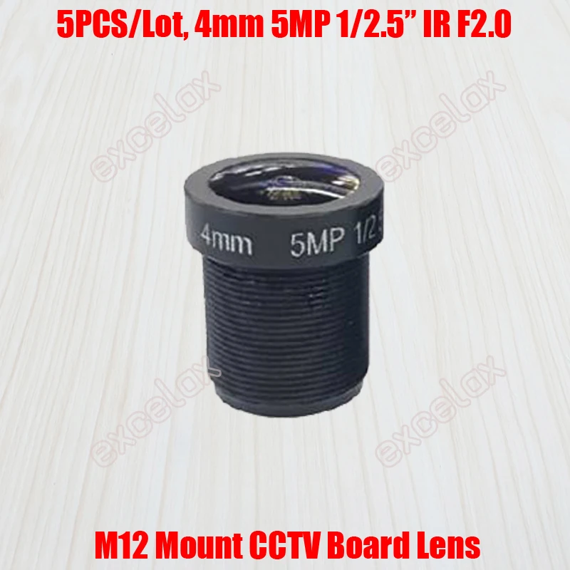 5 шт./лот 5MP 1/2. " 4 мм F2.0 фиксированная диафрагма, инфракрасная съемка MTV M12 Mount CCTV плата объектива для 1080P 2MP 3MP 4MP 5 мегапиксельная аналоговая ip-камера