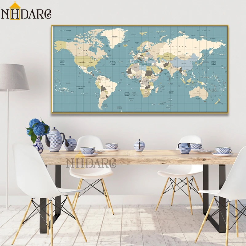 Vintage World Map Modern Home Decor Posters And Prints Canvas Painting Art Wall Pictures for Living Room Nordic Decoration