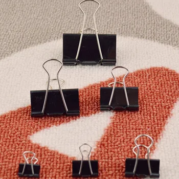

High Quality Black Color 36 Pieces Clips School Metal Clips Portable New Office Paperwork Supplies Stationery Binder Clip