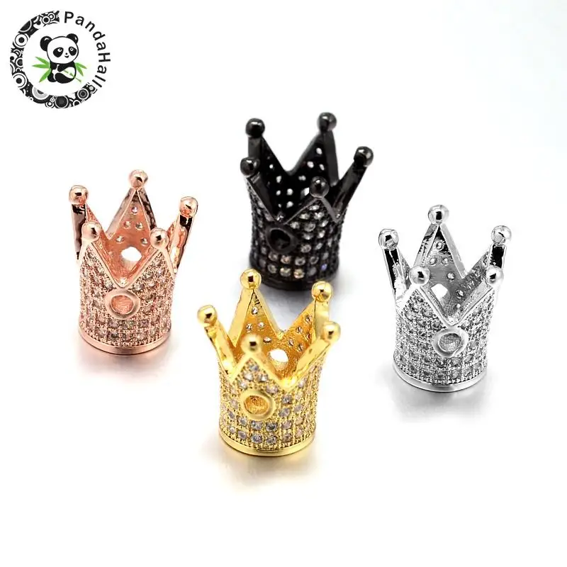 Environmental Brass Micro Pave Cubic Zirconia Crown Beads HOT Lead Free &amp Cadmium Nickel Mixed Color 12.5x12mm | Украшения и