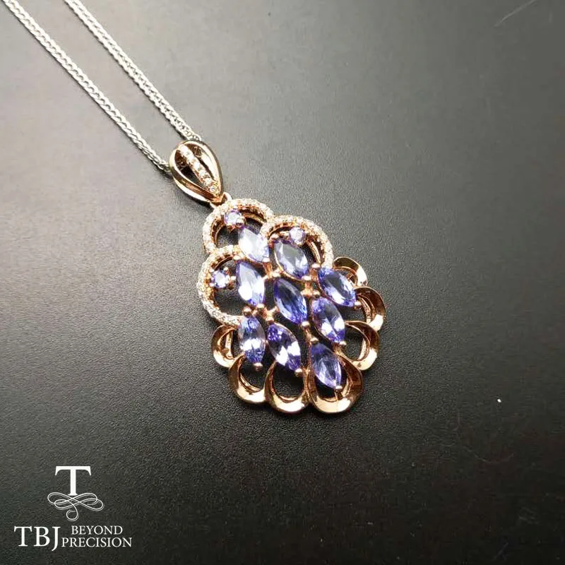 

TBJ, 100% natural 2ct of tanzanite pendants 925 sterling silver with gift box,natural tanzanite necklace for ladies