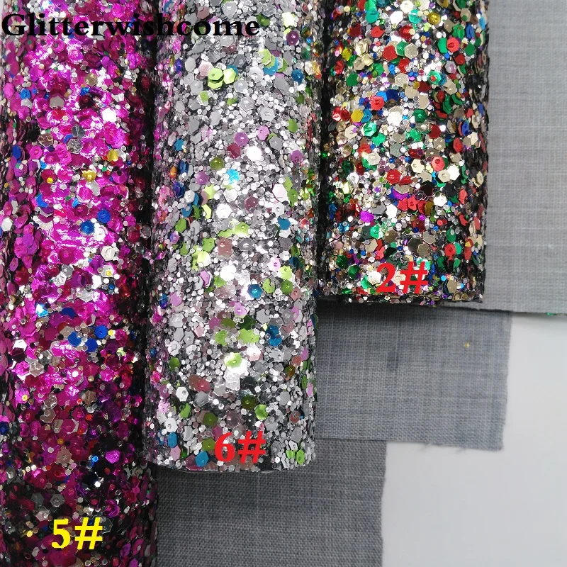 Glitterwishcome 21X29 см A4 Размеры синтетическая кожа, лес с эффектом блестящей кожи тканевый Виниловый фон для банты, GM059A