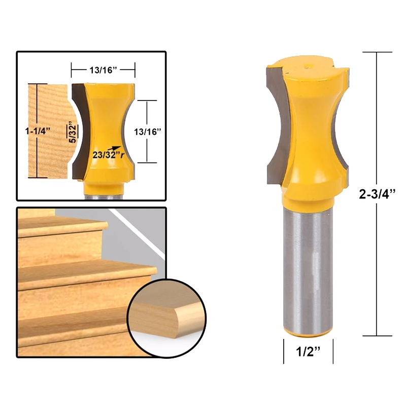 1pcs 23/32" Radius Convex Column/Face Molding Router Bit 1/2" Shankin
