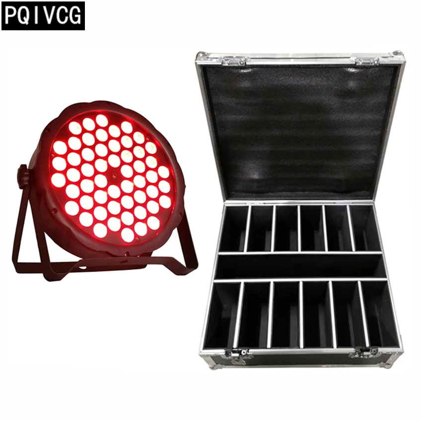 12 шт./54x3 Вт rgb 3в1 led par огни + чехол для полета 7 dmx512 канальный плоский