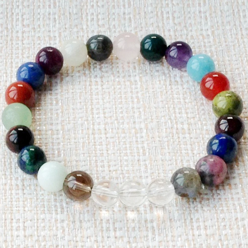 

MG0456 Natural 8 mm Colorful Gemstone Bracelet Healing Crystals Energy Bracelet Best Gift Bracelet for Her