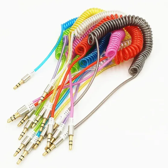 3.5MM AUX Audio Cable Car Stereo Extension Retractable Spring Bling 1m Cord For iphone 6 for