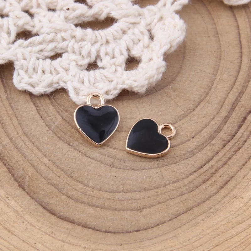 10pcs 12*10mm Golden metal enamel hollow heart charms Handmade Diy Bracelet pendants Alloy earring Jewelry making Accessories