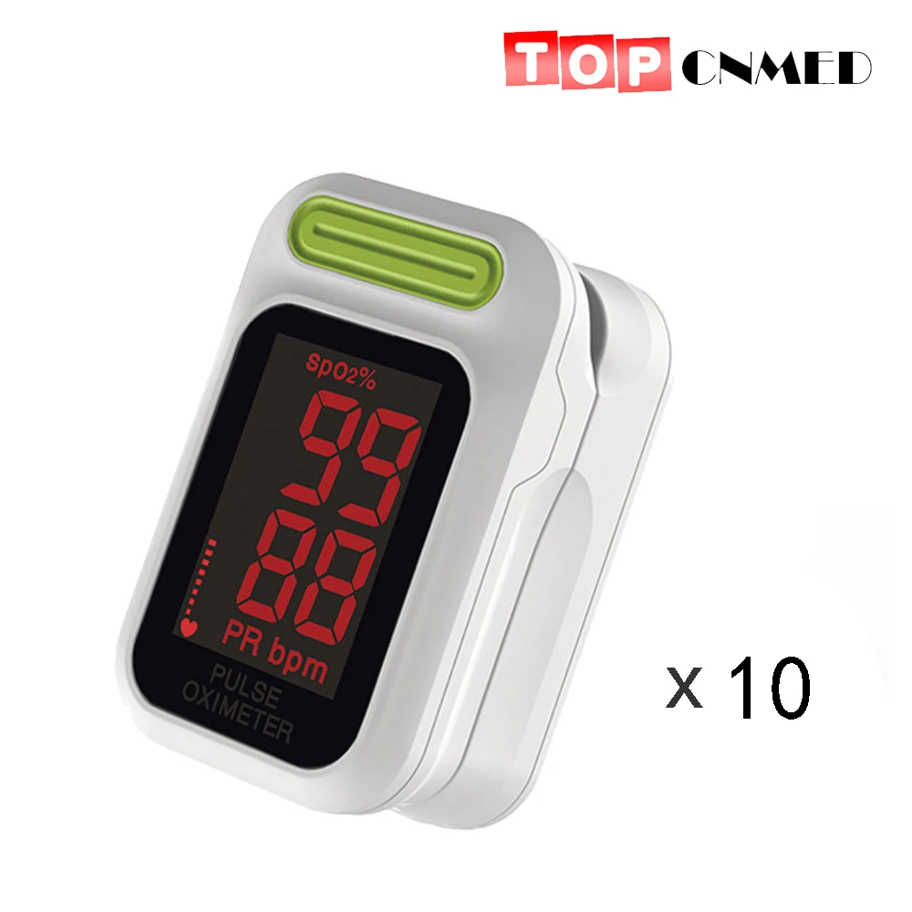 

10pcs/lot wholesale LED Display Pulse Oximeter SPO2 PR Monitor No Button Design Sleep Awakening Function Green Color
