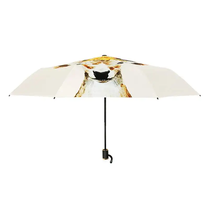

Cute Portable Travel 3/5 Folding Umbrella Woman Anti UV Sun Protection Umbrellas Windproof Black Coating Parasols Umbrellas