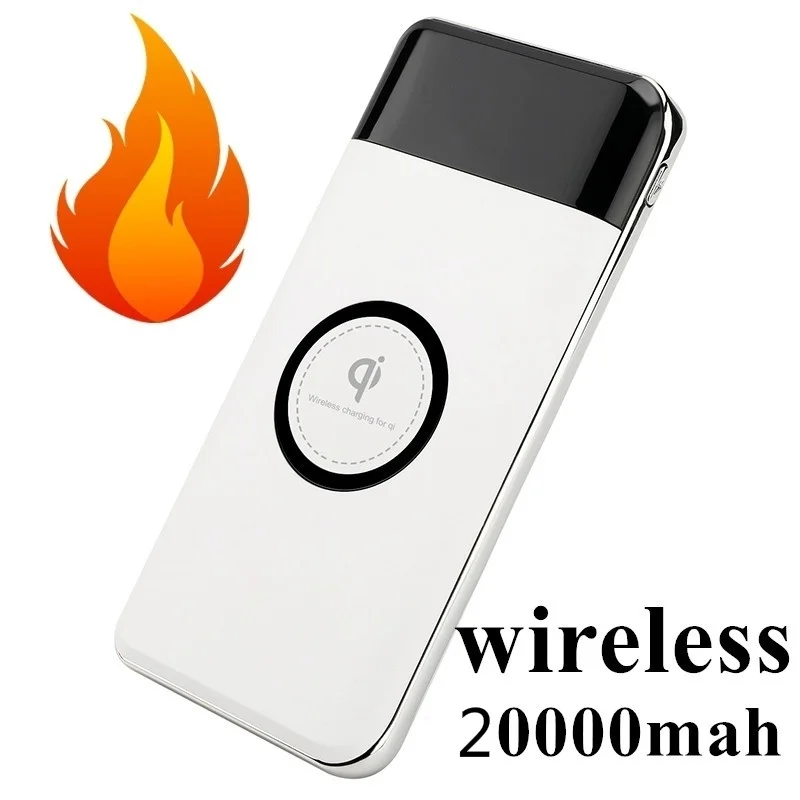 

Fashion Qi Wireless Power Bank Charger Build-in Micro USB Cable Portable Travel Fast Charge 20000mAh External Battery Powerbank