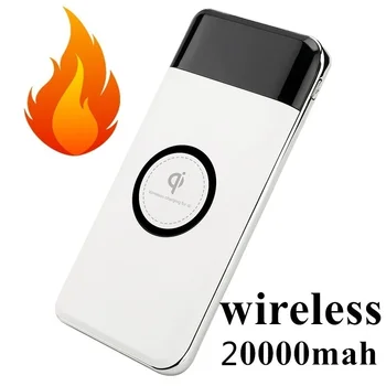 

Fashion Qi Wireless Power Bank Charger Build-in Micro USB Cable Portable Travel Fast Charge 20000mAh External Battery Powerbank