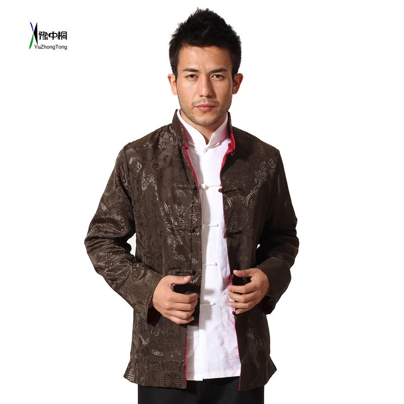 Мужская двусторонняя рубашка с длинным рукавом, традиционная китайская одежда, костюм Тан, пальто, Двусторонняя куртка Кунг-фу для мужчин, YZT0813