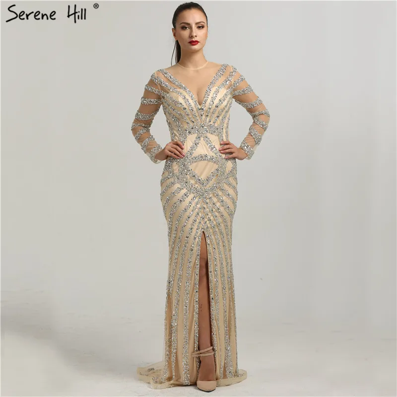 2019 Desain Baru Seksi Tipis Lengan Panjang Gaun Malam