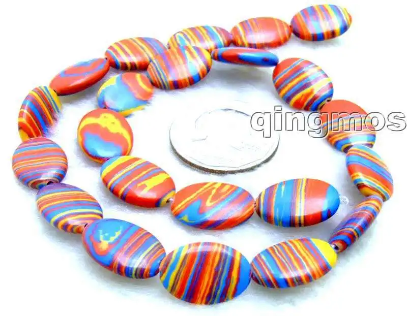 

Charming! Big 12*17mm Red Oval zebra stripe Stone beads strands 15" -los558