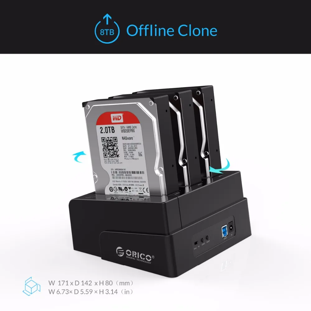 Док-станция ORICO 3-Bay USB 3,0 HDD для 2,5 3,5 дюймового жесткого диска SATA Поддержка HDD Clone с адаптером питания 12V5A Поддержка 18 ТБ