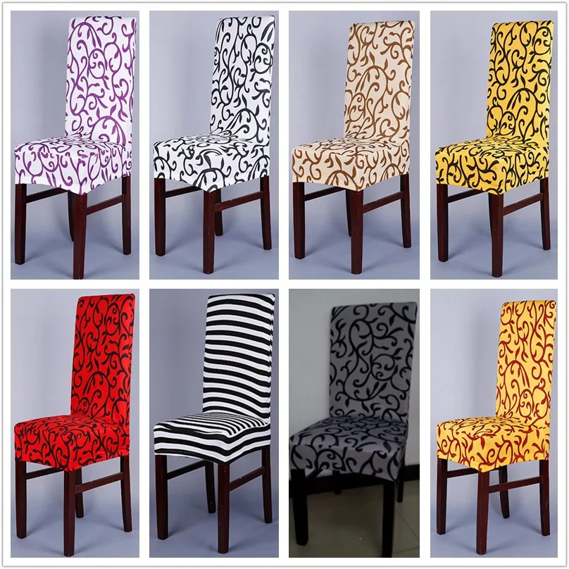 1 Piece Sure Fit Soft Stretch Spandex Pattern Chair Covers For Kitchen Chair Short Dining Chair Cover Purple Grey 49 Chair Cover Aliexpress