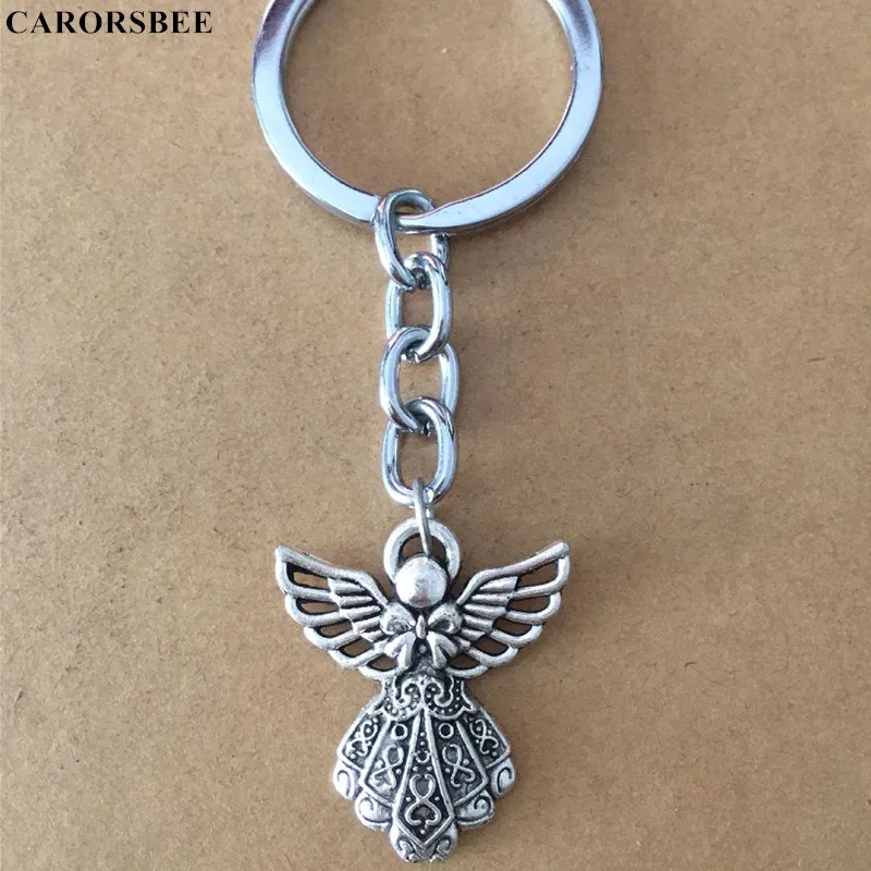 

Key chain Mom i used to be her angel Car Keychain Silver Plated Big Guardian Angel Couple Key Rings Accessories for Ms gift